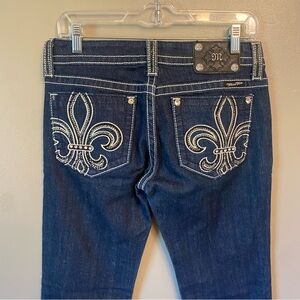 Miss Me Fleur De Lis Embellished Buckle Bootcut Jeans Size 29